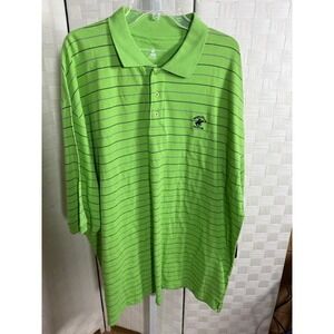 Beverly Hills Polo Club Mens 4XL Green Stripe Long Sleeve Polo Shirt NWT